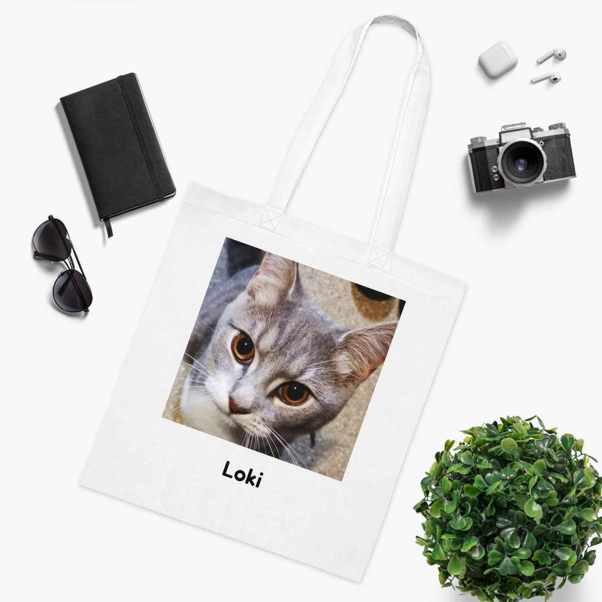 Personalised Pet Photo Tote Bag – Custom Cat & Dog Cotton Shopper